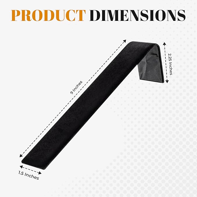 Novel Box 2 Pack Black Velvet Bracelet Display Ramps 1 1/2 W x 8 L x 2 1/8 H Inches - Jewelry Stand Bracelets Organizer for Women - Elegant Bracelet/Watch Ramps for Craft Shows, Selling & Personal Use