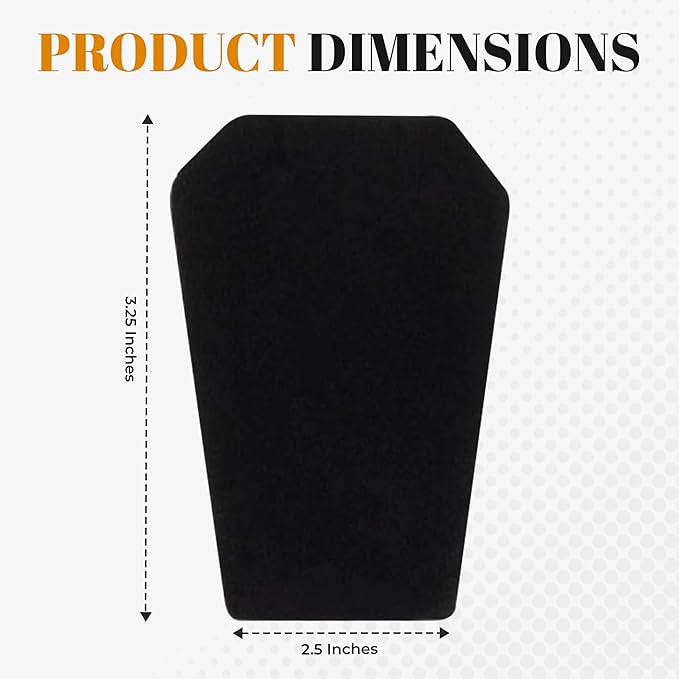 Novel Box 2 Pack Black Velvet Pendant Display Stands 2 1/2 x 1 3/4 x 3 1/4 Inches - Jewelry Stand Pendants Organizer for Women - Elegant Pendant Easels for Craft Shows, Selling & Personal Use