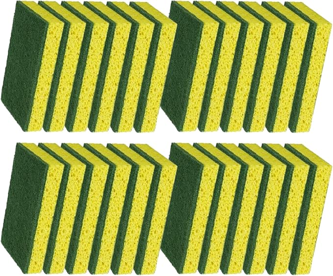 CELOX Scrub Sponges for Washing Dishes and Cleaning Kitchen, 24 Pack, Yellow