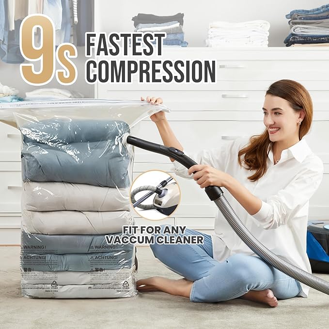 TAILI Vacuum Storage Bags 4 Pack, Jumbo Cube (31x40x15 Inch), Extra Large Vacuum Seal Bags for Clothing, Comforters, Blankets, Pillow, Bedding, Sweater, Closet Organizers, Space Saving, Cream