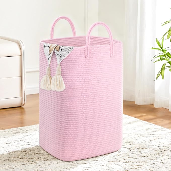 Laundry Basket,Woven Cotton Rope Laundry Hamper,100L Versatile Storage for Dirty Clothes,Baby Toys,and Blankets in Bathroom, Nursery,and Living Room