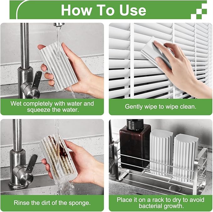 8-Pack Damp Clean Duster Sponge, Sponge Cleaning Brush, Duster for Cleaning Blinds, Glass, Baseboards, Vents, Railings, Mirrors, Window Track Grooves and Faucets