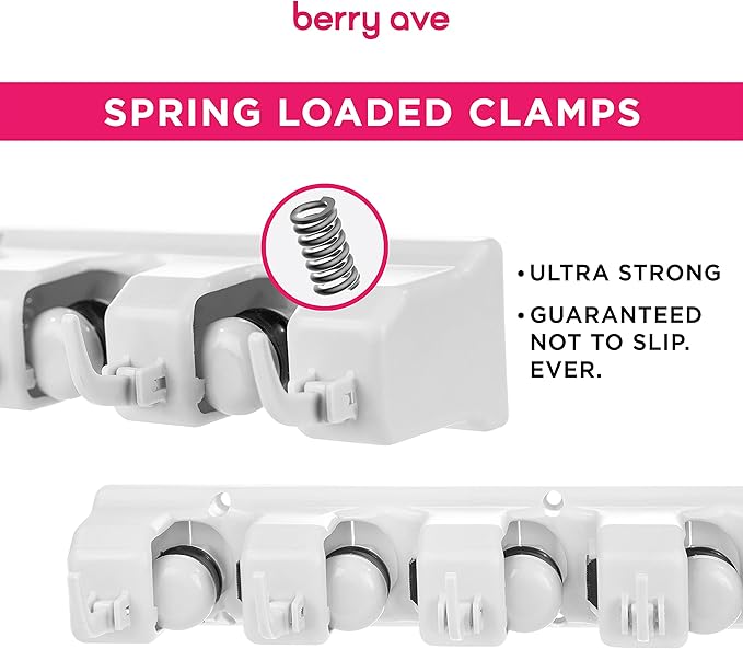 EXTRA GRIP Mop & Broom Holder Wall Mount - Wall Hanging Garden Tool & Utility Closet Organizer, Mop & Broom Hook, Broom Hanger Wall Mount, Mop Broom Organizer, Wall Mounted Broom Rack Storage (2 Pack)