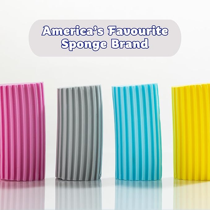Scrub Daddy Damp Duster, Multipurpose Dusters for Cleaning - Wooden & Venetian Blind Cleaner Tool, Ridged Wet Dust Sponge for Skirting Board, Radiator, Blinds & Mirrors, Home Cleaning Products, Pink
