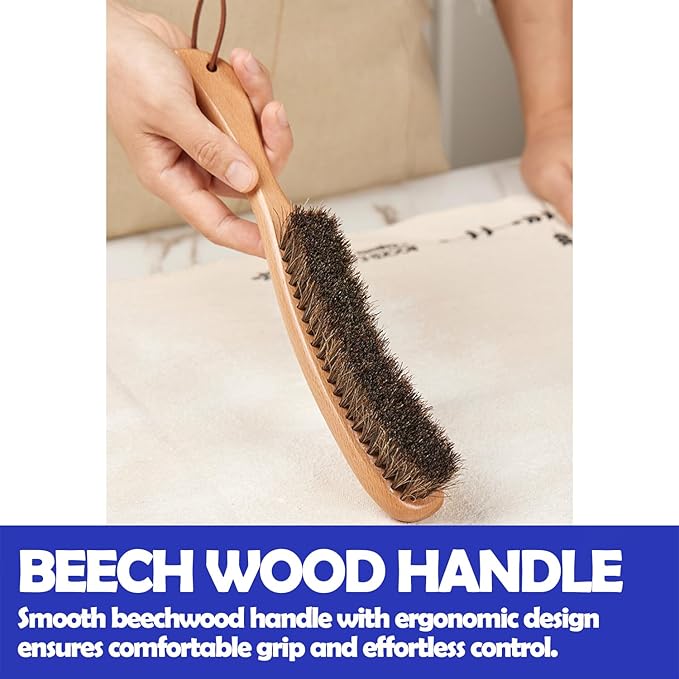 Cleaning Brush for Bread Proofing Baskets/Countertops/Wood Pulp Banneton/Proofing Cloth,Horse Hair Brush for Cleaning Flour,Natural Wood Handle,Banneton Brush,Hang Hole Design