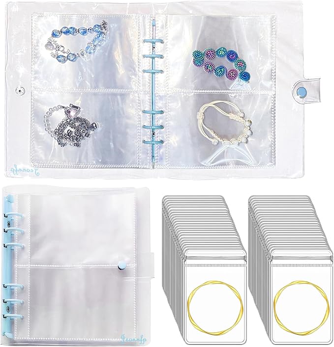 Travel Jewelry Organizer Book, High Capacity Clear Jewelry Storage Book with Portable Thick PVC Pouches,Jewelry Organizer Bags for Earrings Necklace and Rings