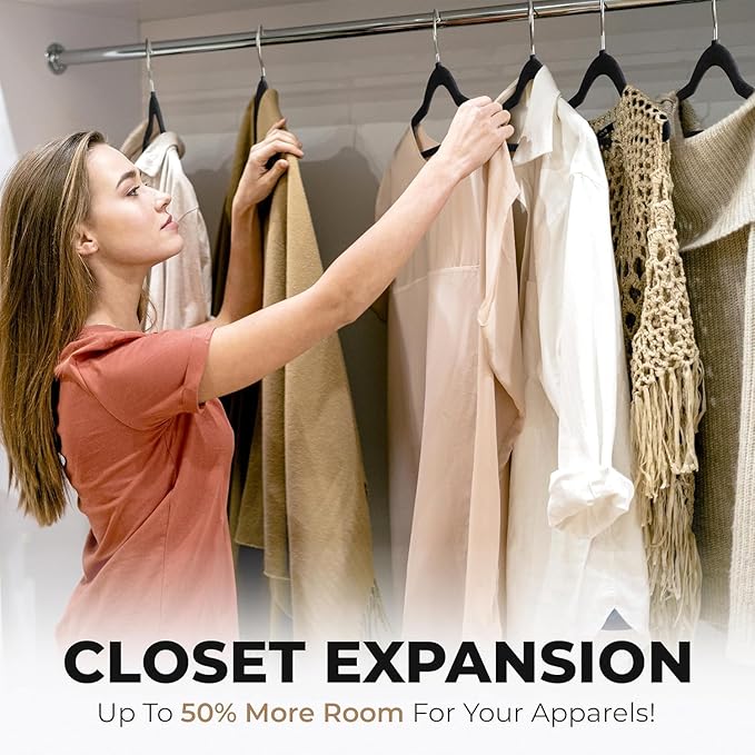 200 Pack Velvet Hanger for Shirt Pants Dresses Skirts Suits Jackets - Slim Space Saving Design - Standard Coat Hanger - Sturdy & Durable Design with Shoulder Grooves Hook