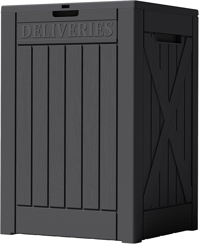 Lockable Outdoor Storage Box 52 Gallon, All-Weather Resin Deck Box for Patio, Garden, Pool, Organizes Furniture Cushions, Gardening Tools, Pool Accessories, Black