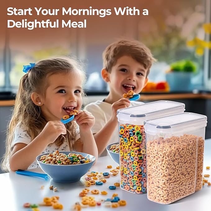 ComSaf Cereal Storage Containers Set (6.3L / 6.7Qt) – Airtight Food Storage with Lids, Pantry Organizer for Rice, Sugar, Flour