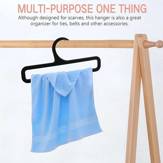 Veemoon Scarf Hanger and Belt Organizer Plastic Closet Storage Rack for Scarves Ties and Towels, Space-Saving Accessory Organizer for Home and Retail Display, 10pcs Black