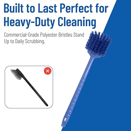 SPARTA 40501EC14 Plastic Large Scrub Brush, Kitchen Brush, Utility Brush With Long Handle For Cleaning, 20 Inches, Blue, (Pack of 6)