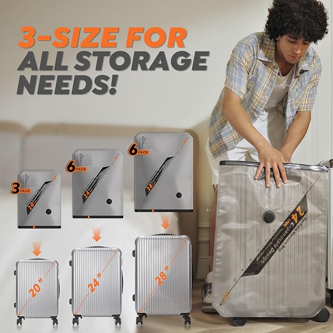 Rechargeable Wireless Pump Travel Storage Bags Set - Portable Space Saver Bags for Travel & Home - Vacuum Compression Packing Seal for Clothes, Blankets, Seasonal Storage 15 Combo set