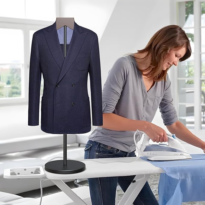 2 Pack Shirt Display Stand, 18-34 Inch Height Adjustable Mannequin Torso for Vendors Shop, More Stable Dress Form Mannequin Stand Clothes Rack, T Shirt Display Holder Jacket Coat Hanger, Black
