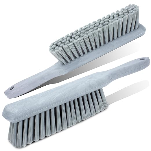 SPARTA Handheld Soft Counter Brush 8 Inch Bristle Span, Multi-Use Dust Brush with 5 Inch Handle for Tables, Countertops, and Delicate Surfaces, Polyester, Gray