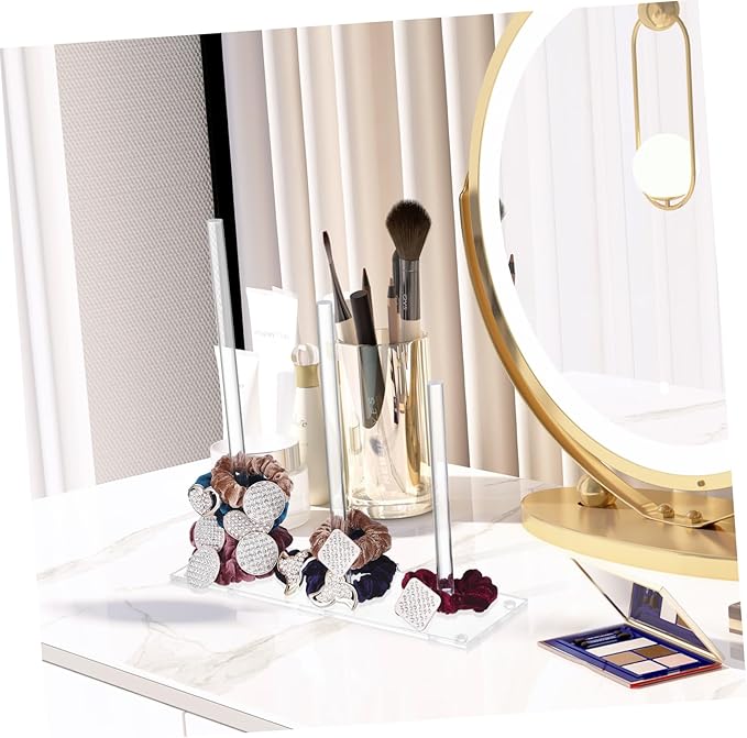2Pcs Clear Hair Accessories Organizer Stand Scrunchie Holder for Hair Ties and Bracelets Efficient Storage for Vanity and Bathroom Counter Easy to Clean Design
