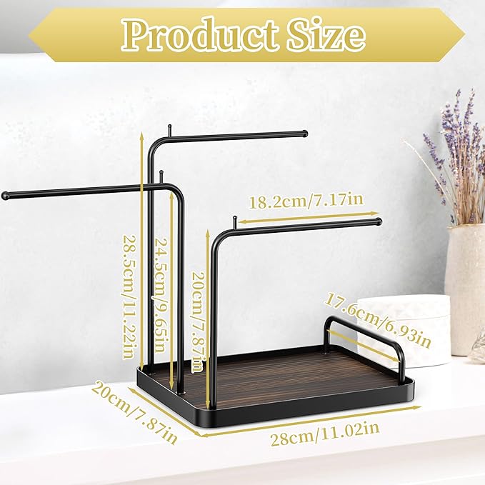 Headband Organizer, Adjustable Angle Hair Tie Holder, Metal Claw Clip Organizer, Hair Hoop Display Stand, Hair Ropes Bow Accessories Storage for Scrunchie Bracelet Bangles Necklace (Black)