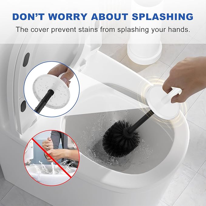 Toilet Brush and Holder Set: 304 Stainless Steel (White)