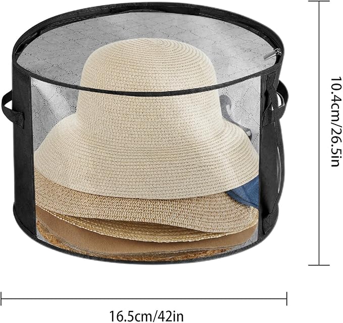 Oversized Clear Hat Box Storage for 7 Caps, Portable Cowboy Hat Box with Zipper for Women Men Travel, Hats Case Hats Organizers