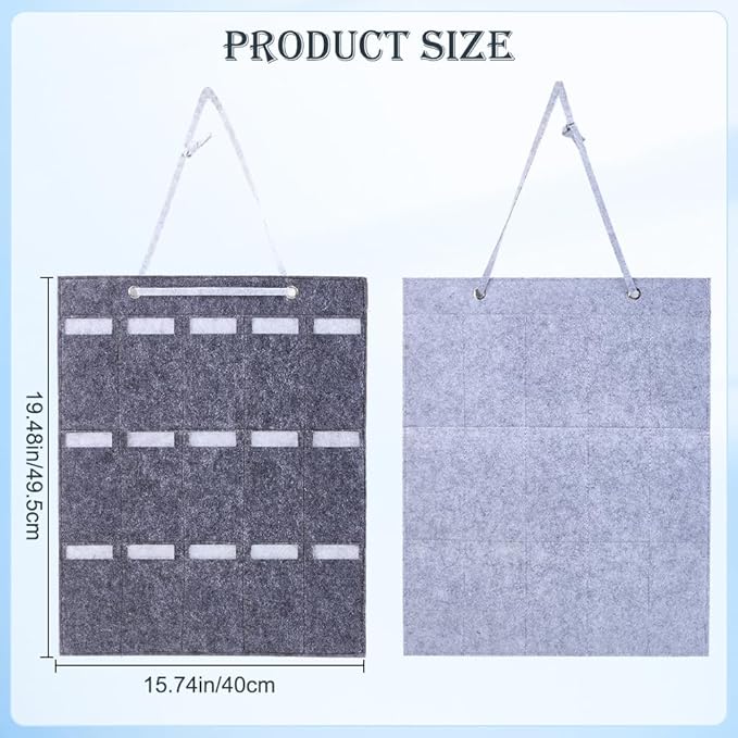 CREATCABIN Wall Hanging Sunglasses Bag Grey Wall Mounted Dust Proof Sunglasses Storage Bag Protable Foldable Jewelry Organizer with 15 Slots for Makeup Room Bussiness Travel Carrying 5.7x3in
