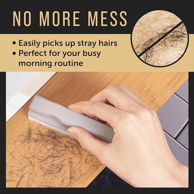 Maplefield Beard Bar Cleaning Tool - Wooden Handle & Soft Sponge Hair Cleaning Sponge - Effortless Countertop Tidying & Hair Collector for Sink - Razor Rinser & Sink Rinse Tool for Shaving - Pack of 1
