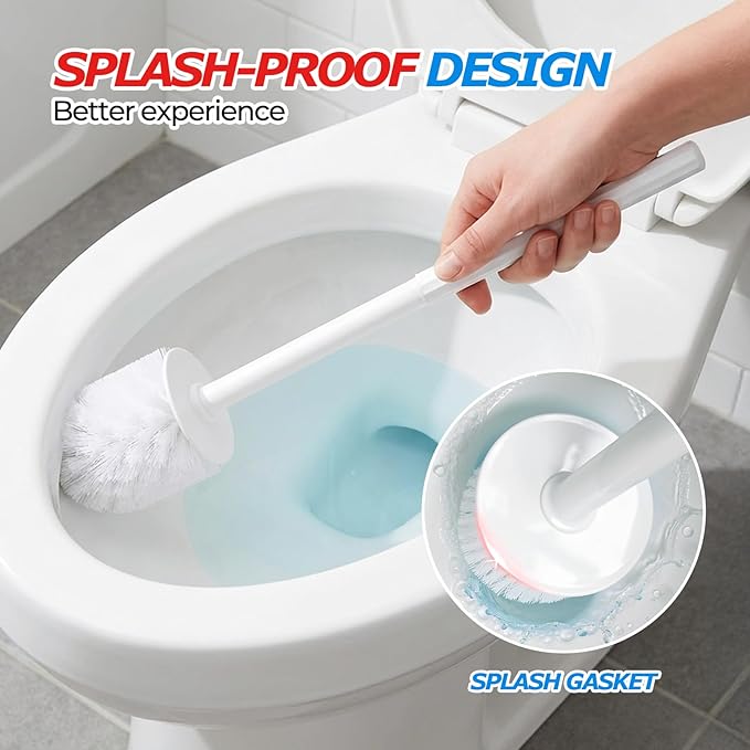3Pack Toilet Bowl Brush and Holder Set - Toilet Scrubber Brush,Cleaning Brush,Bathroom Decor,Household Essentials,Cleaning Supplies,Home Essentials,White