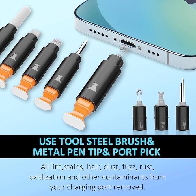 Ordilend for iPhone Cleaning Kit for Charging Port Cleaner, Cleaner Kit for AirPod Multi-Tool iPhone Cleaner Repair Lightning Cable for iPad Connector Airpod Speaker Compact Portable with Storage Case