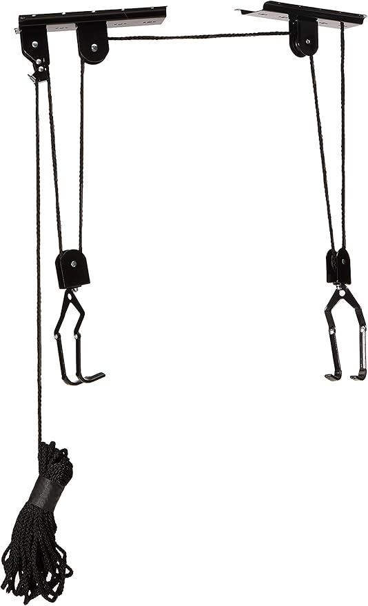 Bike Hanger - Overhead Hoist Pulley System with 100lb Capacity for Bicycles or Ladders - Secure Garage Ceiling Storage by Rad Sportz