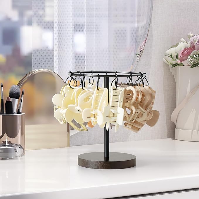 Dahey Metal Claw Clip Organizer Holder Stand Storage Display Hair Accessories Bedroom Bathroom College Dorm Room Decor for Women and Girls, Brown