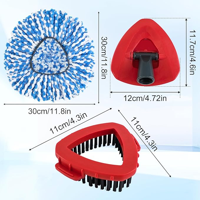 Mop Replacement Heads for O Cedar RinseClean 2 Tank System,2 Microfiber Mop Head Refills,1 Scrubber mophead and 1 Mops Base Combo Set for O-Cedar 2 Tank,MOp Replace Heads for Wet/Dry Floor Cleaning