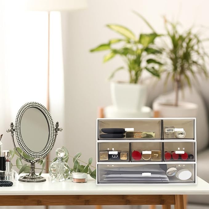 Daoeny Desk Organizer Drawers-Stackable Desk Drawer Organizer, Plastic Storage Drawers Desktop Storage Great for Office Organization School Home - 3 Drawers (White)