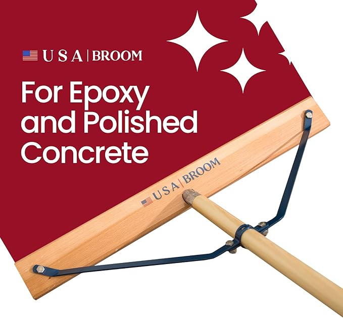 4-Pack - 24" Soft Sweep Indoor Push Broom with 60" Handle. Ideal for Epoxy & Polished Floors. Durable American Made Steel Brackets-Stainless Steel Hardware. No Plastic. 100% USA Made