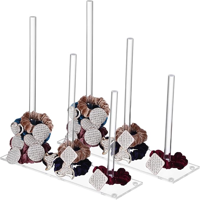 2Pcs Clear Hair Accessories Organizer Stand Scrunchie Holder for Hair Ties and Bracelets Efficient Storage for Vanity and Bathroom Counter Easy to Clean Design