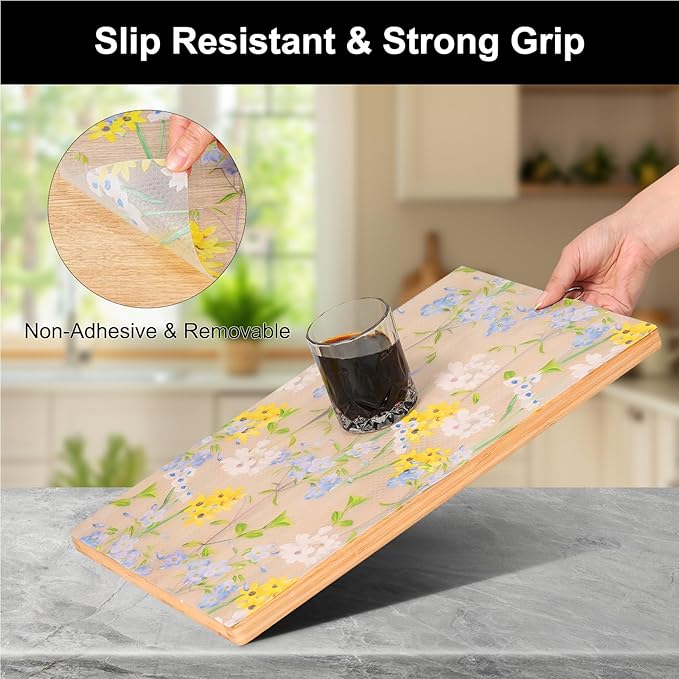 Cooyes Shelf Liner – Premium Non-Adhesive Cabinet & Drawer Liner for Kitchen – Waterproof Shelf Paper with Modern Pattern – Durable EVA Cabinet Mat – Easy to Cut （24" W x 120" L）