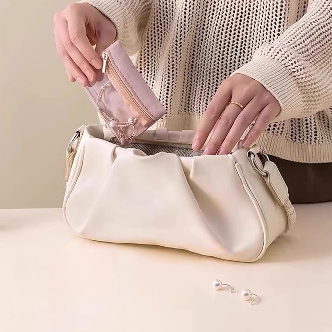 Small Travel Jewelry Pouches, 6PCS Clear Jewelry Organizer Bags with Soft Velvet and Zipper, Pocket Storage Bag Case Purse Organizer for Women Girl Gift