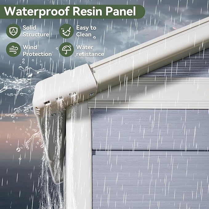 Aoxun 6 x 8 FT Outdoor Storage Shed, Resin Shed with Floor, Small Garden Shed Waterproof Plastic Tool Shed
