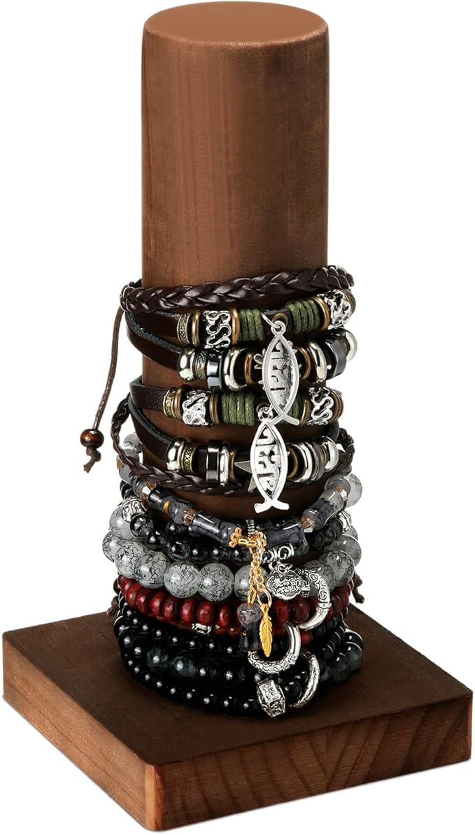 Scrunchie Bracelet Display Stand Holder for Vendors 4 x 4 x 8 Inches Solid Wood Hair Tie Jewelry Storage Organizer for Women Store Showcase Home