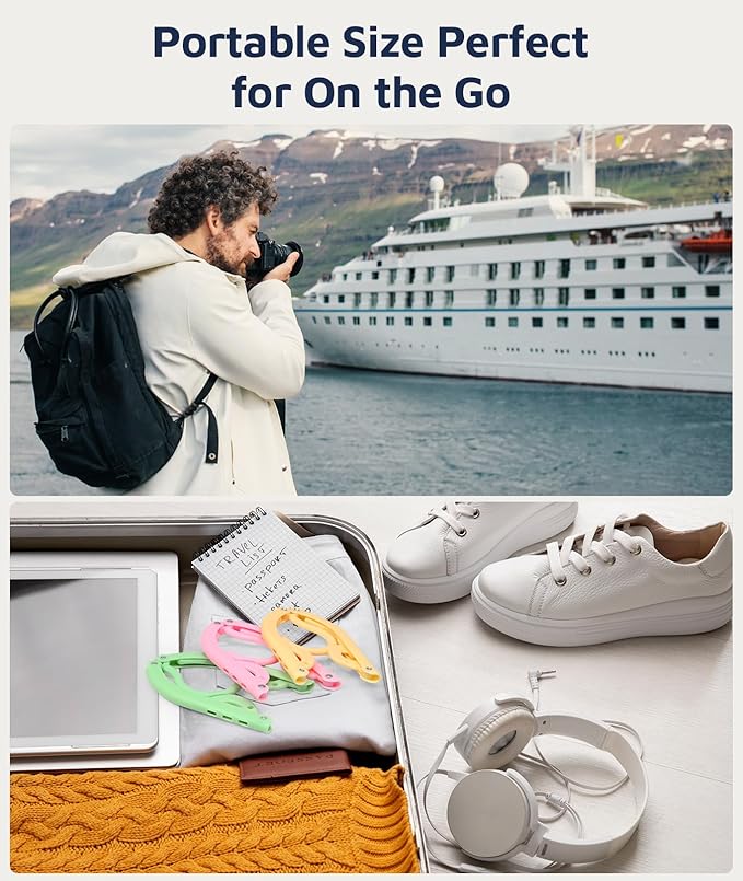 10 Pcs Travel Hangers, Cruise Ship Essentials Travel Essentials, Portable Cruises Must Haves 2026, Folding Hangers for Suitcase, RV Camping Airplane Europe Vacation Essential