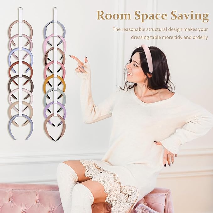 5 PCS Headband Holder Organizer for Girl,Hanging Hairband Storage for Women,White Hair Hoop Display Hair Accessories Organizer Bedroom College Dorm Decor