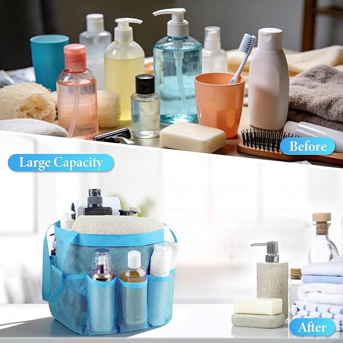 Attmu Mesh Shower Caddy Portable, Quick Dry Hanging Shower Tote Bag for College Dorm Room Essentials, Large Capacity Caddy Dorm for Bathroom Gym Swimming