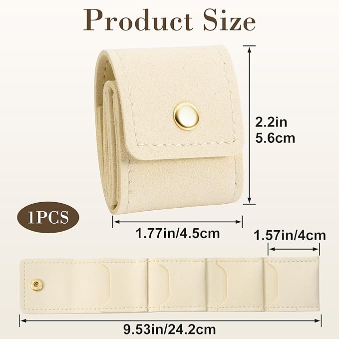PAGOW 1 Pcs Mini Travel Jewelry Bag, Portable Foldable Jewelry Travel Pouch, Hanging Jewelry Organizers, Mini Travel Jewelry Bag Foldable (White)