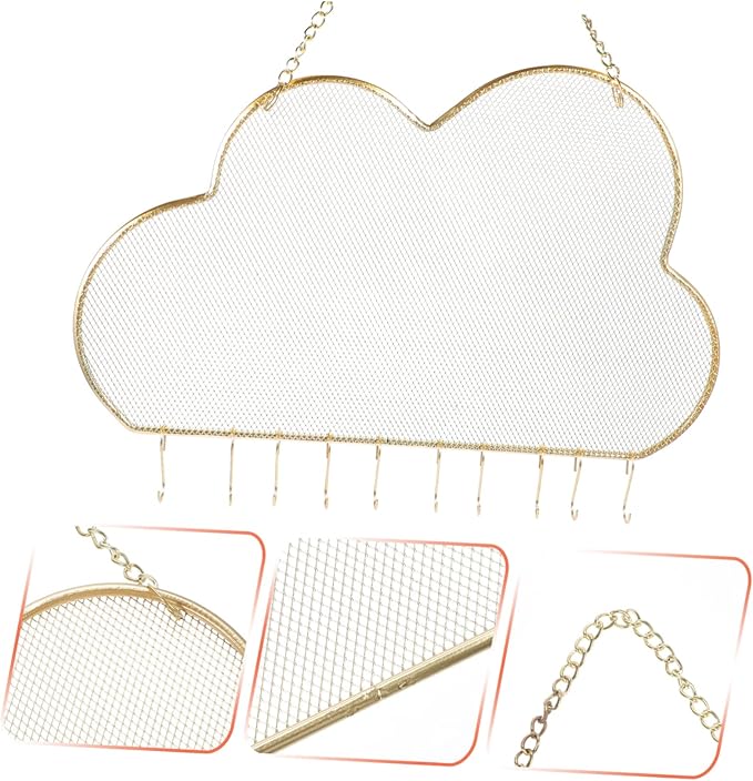 SAFIGLE Cloud Shape Jewelry Organizer Wall Mounted Iron Mesh Necklace and Earring Display Rack Stylish Hanging Jewelry Holder for Women Versatile Accessory Storage