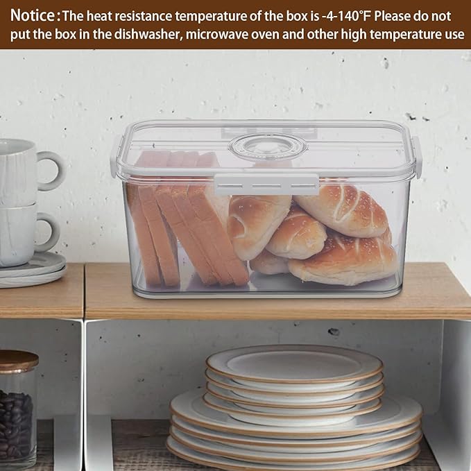 Bread Box Bread Boxes for Kitchen Counter Airtight, Time Recording Bread Storage Container with Lid, Bread Keeper for Homemade Bread, Toast, Bagel, Donut and Cookies, White