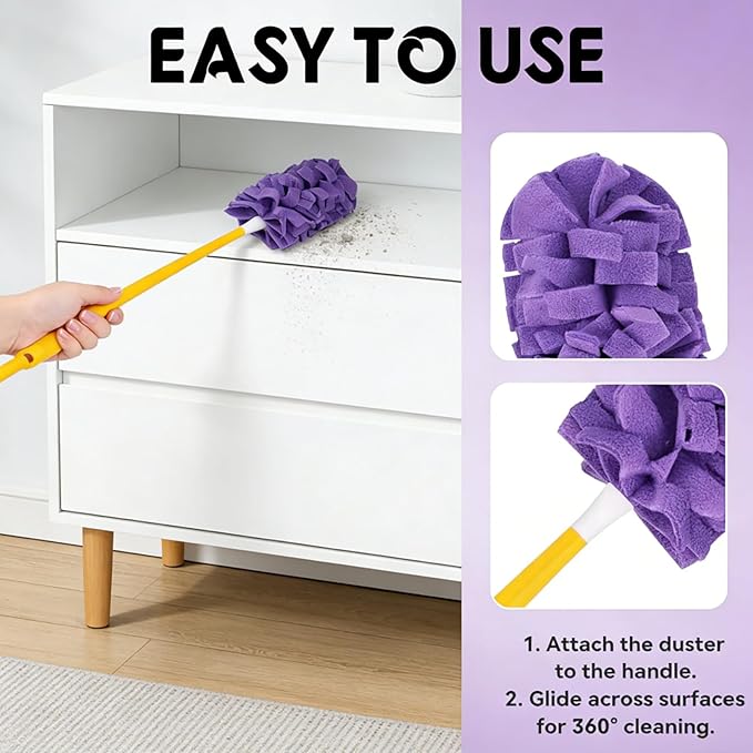 Reusable Duster Refill, Upgrade Duster Refill Reusable Fleece Dusters Refills Feather Flat Dusters Multi Surface Washable Cleaning Pads Tools for Home, Blinds, Car, Furniture, Fans (2set)