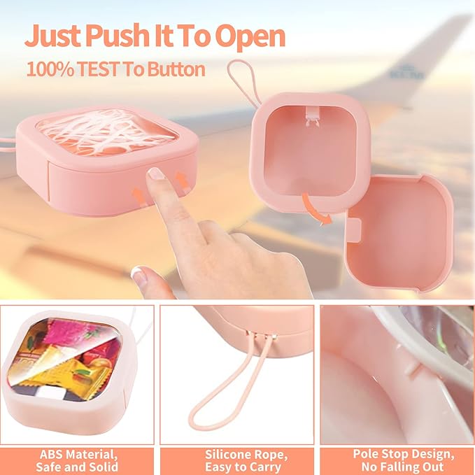 Hair Tie Organizer, 4 Pcs Portable Storage Holder Qtip Dispenser for Accessories, Small Items Holder Containers for Home Office Outdoor Travel Organizer, Pink&White