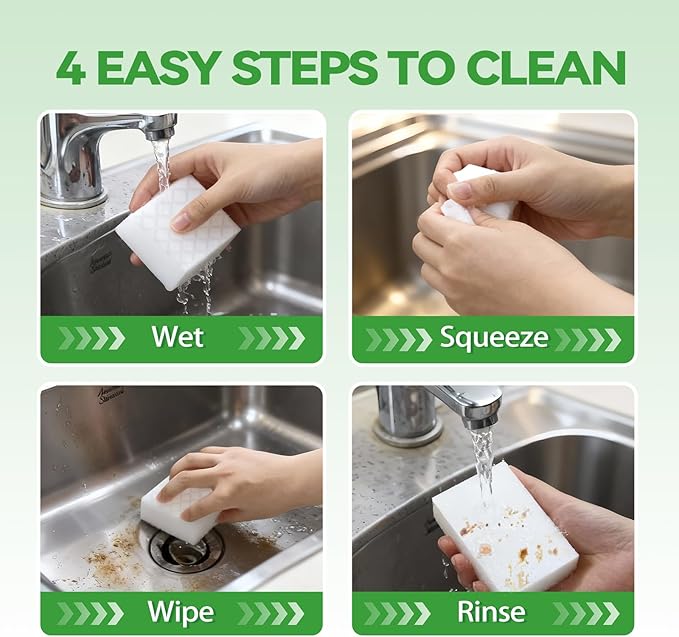 Magic Sponge 2X Density, Multi-Purpose Long Lasting Melamine Sponge, Water-Activated Cleaning Sponge Eraser for Kitchen, Bathroom, Wall, Shoes & Car Interior, Extra Durable, Non-Scratch (20)
