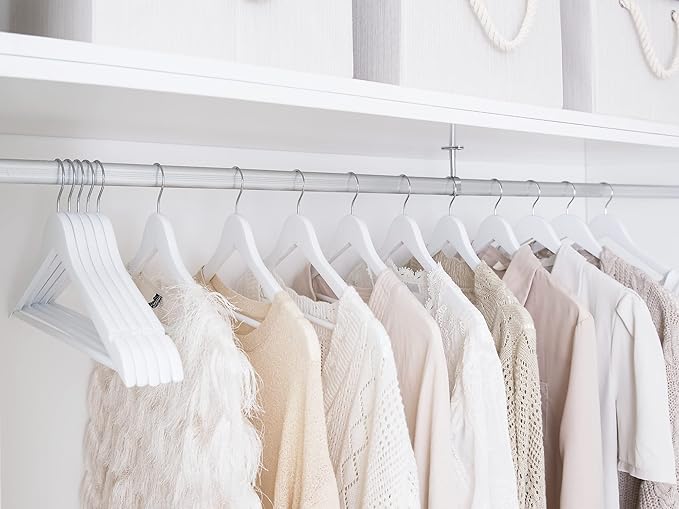 StorageWorks White Wooden Hangers 20 Pack, Heavy Duty Wood Hangers for Closet, Clothes Hangers for Coats, Bridesmaid Suits, Wedding Dress