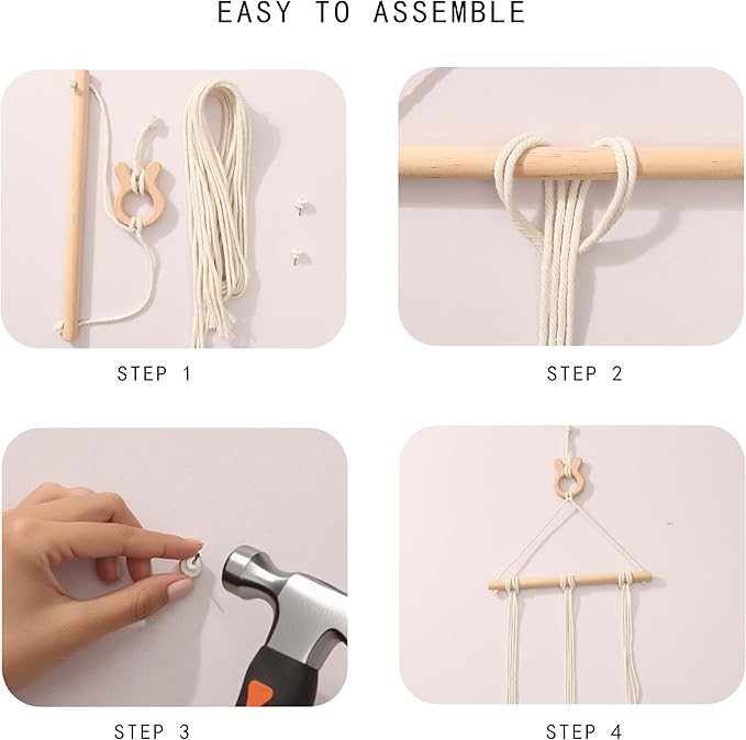 Macrame Hair Clips Organizer, Wall Hanging Hair Accessories Holder and Storage for Women and Girls, Claw Clip Hanger Home Decor