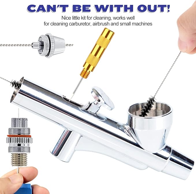 Valchoose Premium Torch Tip Cleaner, Stainless Steel Carburetor Cleaning Kit Heavy Duty, Density Nylon for Motorcycle Jet Lawnmower Small Engine Welding Stove Airbrush Spray Gun