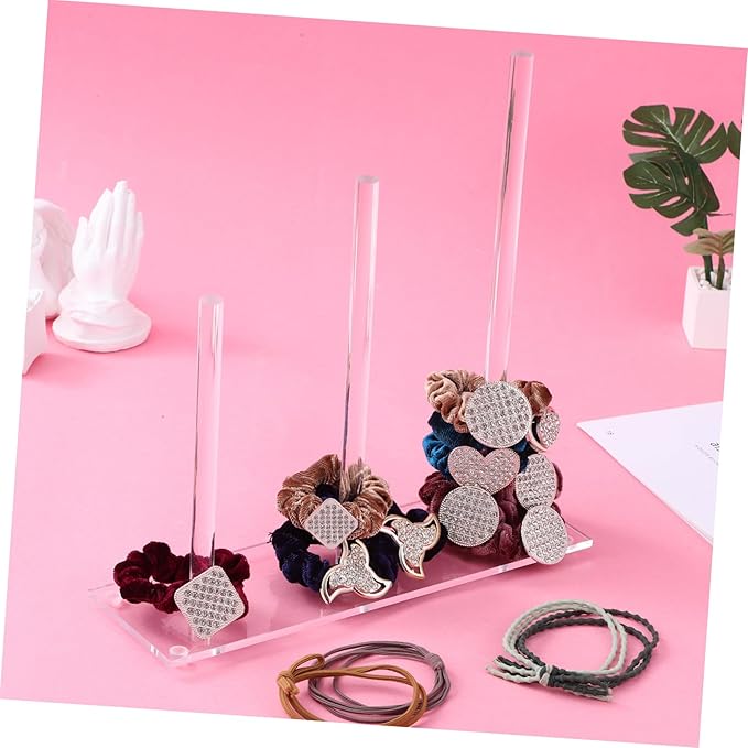 2Pcs Clear Hair Accessories Organizer Stand Scrunchie Holder for Hair Ties and Bracelets Efficient Storage for Vanity and Bathroom Counter Easy to Clean Design