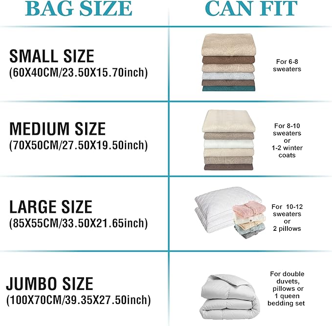 10 Jumbo Vacuum Storage Bags, Space Saver Vacuum Sealer for Clothes, Comforters, Blankets, Bedding